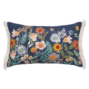 Floral Embroidered Throw Pillow